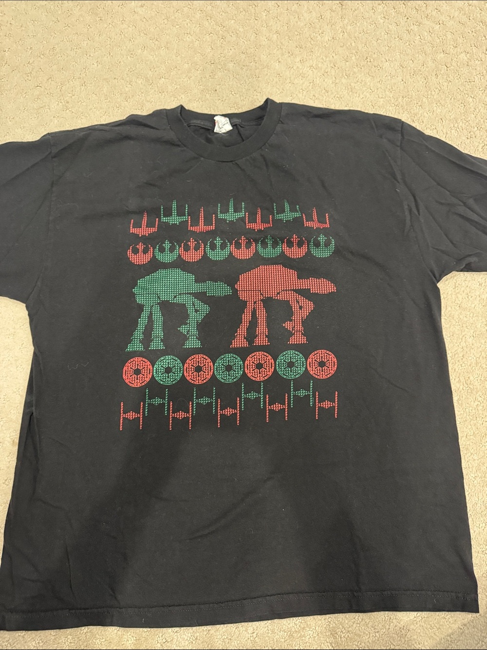 Black Men’s Graphic Tee with Red & Green Star Wars Design